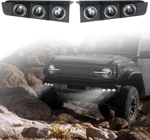 Vista 8 de Luz antiniebla LED para parachoques delantero con montajes, accesorios de lámparas antiniebla de parachoques modular, fuente de luz ámbar ultra