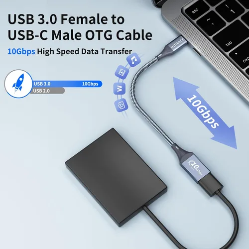 Vista 2 de Paquete de 2 adaptadores USB C a USB USB hembra a USB C macho OTG - Transferencia de datos SuperSpeed de 10 Gbps para MacBook Pro/iPad Air, iPhone