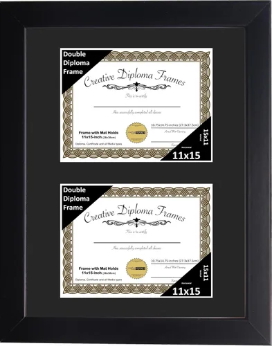 Vista 39 de Creative Picture Frames Marco de diploma doble clásico negro de 6 x 8 pulgadas con vidrio negro y colgador de pared instalado
