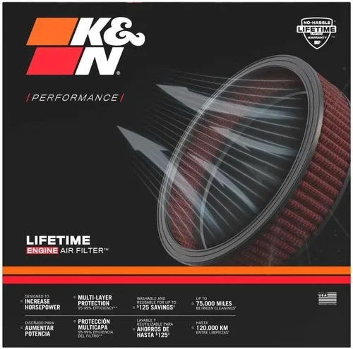 Vista 4 de K&N Filtro de Aire del Motor de Flujo Alto Original de Toda la Vida: Aumenta la Potencia y la Aceleración, Lavable, Premium, Filtro de Aire