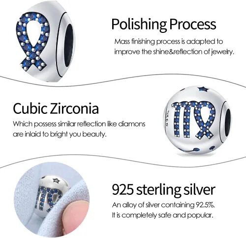 Vista 38 de Pandach 12 dijes de cumpleaños con signo del zodiaco de plata de ley 925 con piedra natal para mujer, pulsera, collar, pulsera, regalo para mujeres