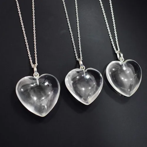 Vista 3 de Gempires Clear Quartz Heart Crystals Pendant Necklace, Heart Pendant Necklace for Women, Healing Necklace, 20 inches (18 + 2 Inch extender)