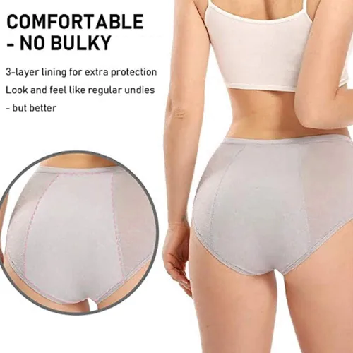 Vista 5 de Ropa interior para mujer, ropa interior de período menstrual para mujeres y niñas, de algodón, cintura alta, cómoda y fácil de limpiar