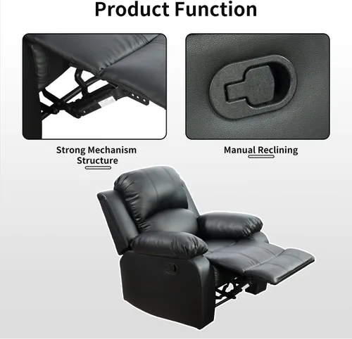 Vista 5 de Juego de sofá seccional reclinable manual, juegos de muebles de sala de estar de cuero regenerado en forma de L, sofá de esquina seccional