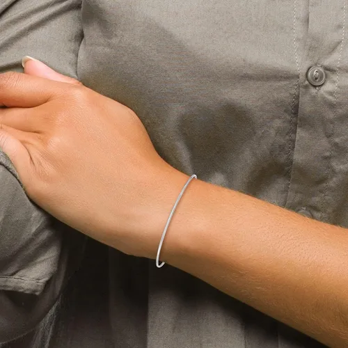 Vista 2 de IceCarats Pulsera de oro blanco sólido de 14 quilates de 0.059 in, Oro blanco, No es una piedra preciosa