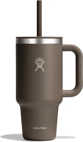 Vista 72 de Hydro Flask Vaso de Viaje con Asa, Tapa y Pajita - Acero Inoxidable Aislado en 24 Oz Aloe