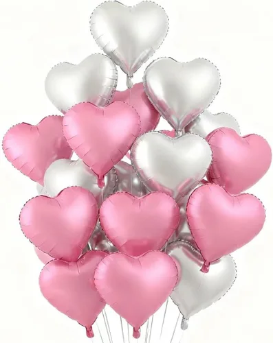 Vista 11 de 100 globos en forma de corazón de 5 pulgadas, globos de aluminio de Mylar de papel de aluminio para decoración de mujeres y niñas, día de San