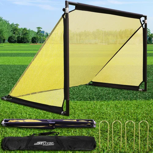 Vista 11 de Soccer Goal 4×2.5/5×3/6×3 FT Aluminum Soccer Goals for Backyard Azul