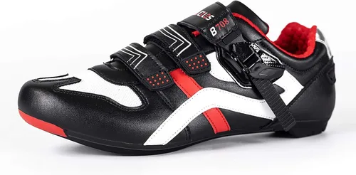 Vista 3 de BUCKLOS Zapatos de ciclismo para hombre, compatibles con Peloton, zapatos de ciclismo para interiores y exteriores, correa de hebilla precisa