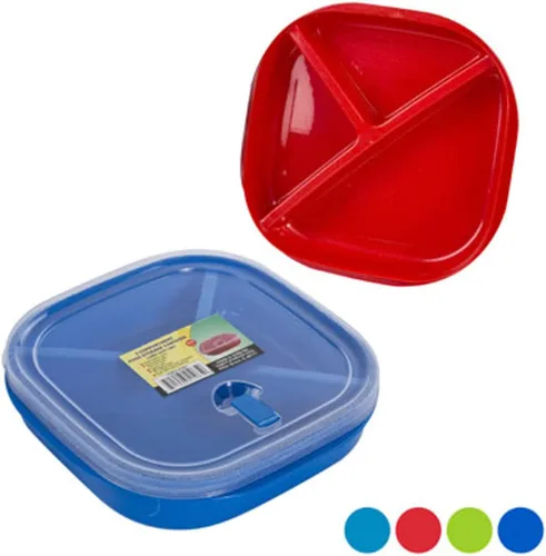 Vista 4 de Juego de 4 recipientes de almacenamiento de alimentos para microondas, caja de preparación de comidas, cajas Bento - 3 secciones / compartimentos