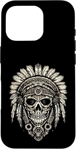 Vista 20 de iPhone 16 Skull, sombrero jefe nativo, capó de guerra, indios, caso del tocado