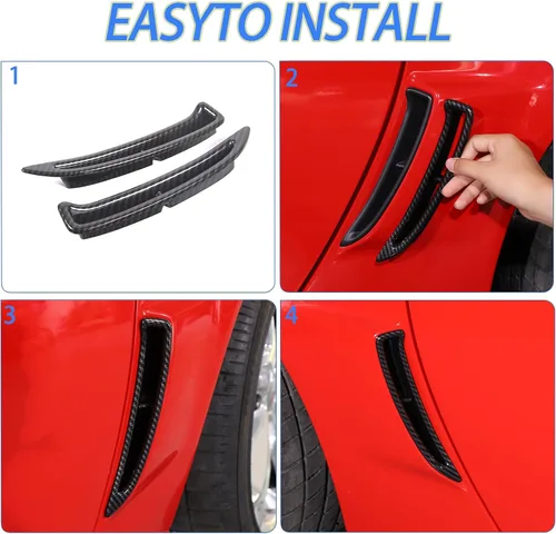 Vista 6 de Cubierta de ventilación lateral para guardabarros de automóvil, compatible con Chevy Corvette C6 2005-2013, orificio de entrada de flujo de aire