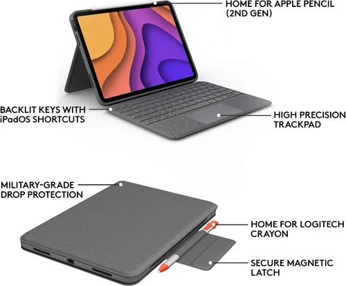 Vista 12 de Logitech Folio Touch - Funda con teclado táctil y conector inteligente para iPad Air de 11 pulgadas (M2 y M3), iPad Air (4ª y 5ª generación)