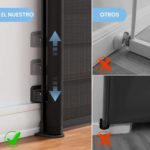 Vista 5 de probebi Puertas retráctiles para bebés, niños y perros para escaleras, se extienden hasta 54 pulgadas de ancho y 34 pulgadas de alto, uso
