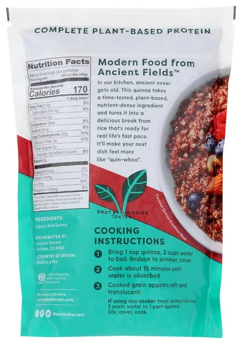 Vista 2 de Ancient Harvest, Quinoa orgánica sin gluten, rojo inca, 12 onzas