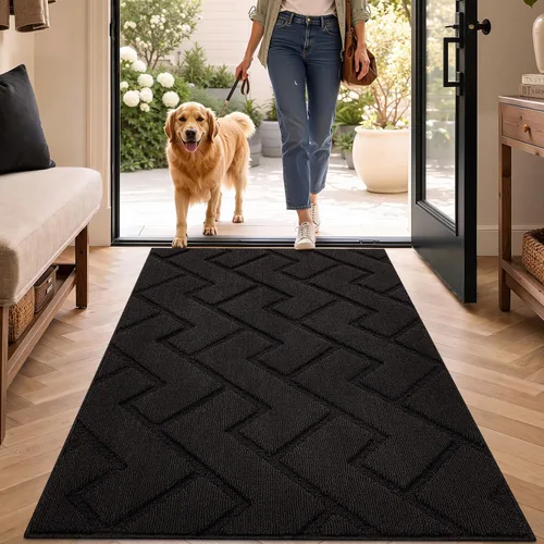 Vista 14 de hicorfe Tapete para puerta delantera para entrada exterior, 20 x 31.5 pulgadas, absorbente, resistente a la suciedad, tapetes de bienvenida