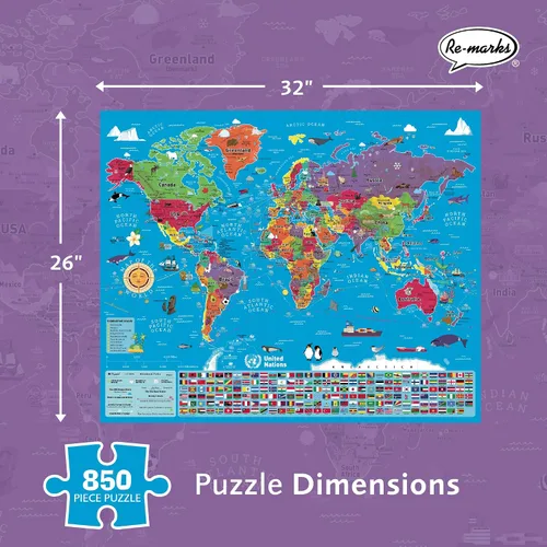 Vista 3 de Rompecabezas de lujo Re-Marks, mapa del mundo con piezas caprichosas