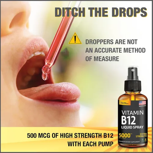Vista 9 de Paquete de 2 – Spray líquido B12 de 5000 mcg – Vitamina B12 sublingual – Spray de vitamina B12 vegano – Metilcobalamina Vitamina B12 líquido que