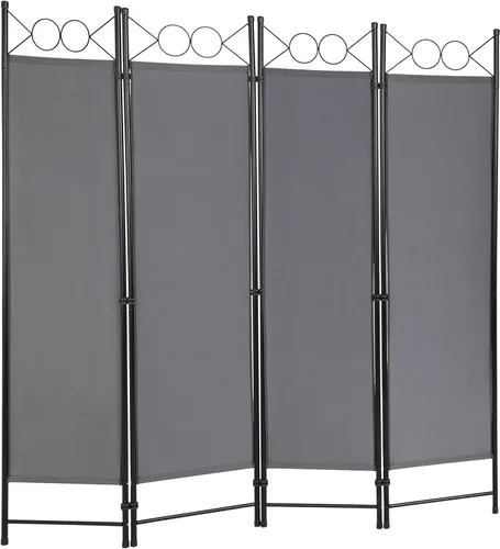 Vista 11 de Divisor de habitación de 4 paneles, marco de acero de 6 pies, pantalla plegable de privacidad, división independiente para el hogar, oficina, Beige