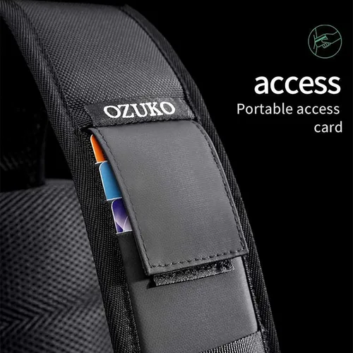 Vista 8 de OZUKO Hombres Pecho Crossbody Bolsos Impermeable Deportes Hombro Moda Usb Multifuncional Sling Bag (Negro), Negro