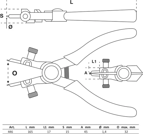Vista 2 de BGS 446 Alicates Circlip para Circlips internos 6.496 in
