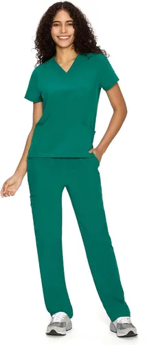 Vista 44 de COZYFIT Scrubs for Women Set - V-Neck & Straight Leg Pants with 9 Pockets Negro