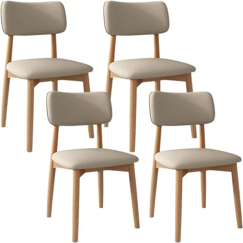 Vista 12 de YVYKFZD Solid Wood Dining Chairs, Kitchen Chairs Set with Curved Backrest, Leather Upholstered Dining Room Chair, Armless Living Room Chair, for