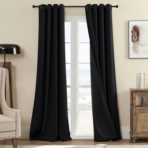 Vista 73 de Rutterllow - Cortinas 100% opacas, paneles de cortina con ojales, aislamiento térmico y bloqueo de luz para habitación y sala de estar