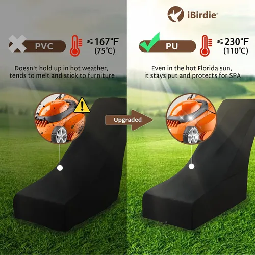 Vista 6 de iBirdie Cubierta impermeable para cortacésped de 12, 13, 14, 15 pulgadas, resistente a la intemperie 600D, resistente a la intemperie, resistente a