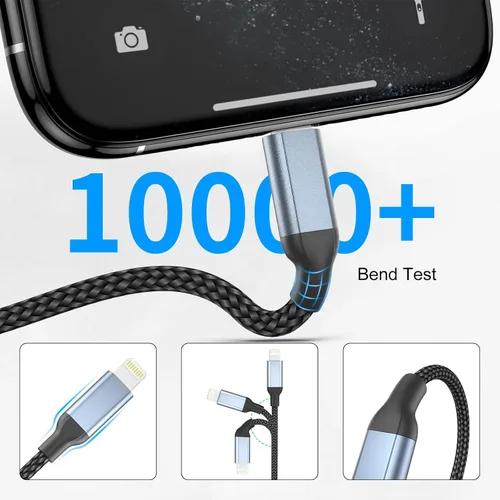 Vista 4 de 6 Inch Short Lightning Cable Fast Charging 0.5FT USB to Lightning Cable MFi Certified, Nylon Braided, Zero Excess Slack, Hassle-Free Design for