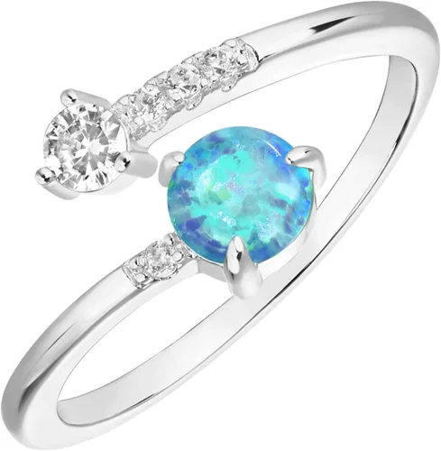Vista 27 de PAVOI 14K Gold Plated Adjustable Created Opal Rings - Stacking Rings for Women