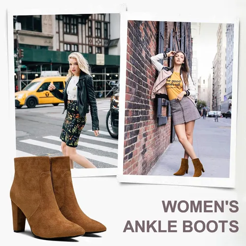 Vista 2 de Vepose Botas de tobillo 9633 para mujer, botas de tacón alto de aguja de moda, botas de vestir con punta de punta