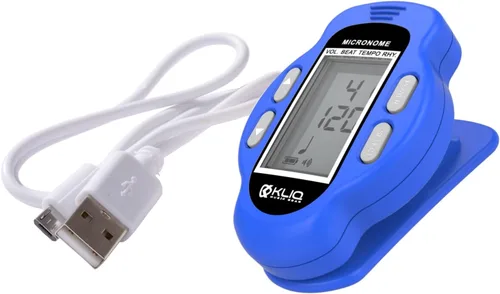 Vista 9 de KLIQ MicroNome - Mini metrónomo digital recargable - con altavoz (volumen digital, ajuste de ritmo y tempo) diseñado para su uso con piano, Azul