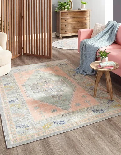 Vista 16 de Unique Loom Whitney Collection - Alfombra rectangular de 2 pies 2 pulgadas x 3 pies 1 pulgadas, color azul francés/beige)