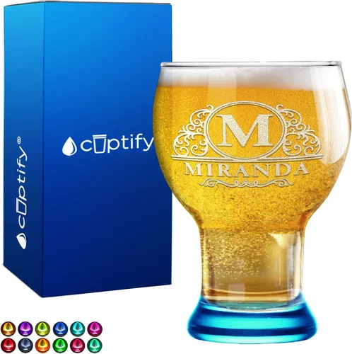 Vista 19 de Vaso de cerveza personalizado con nombre de círculo elaborado de 16 onzas, parte inferior negra, grabado maestro selecto, con texto personalizado