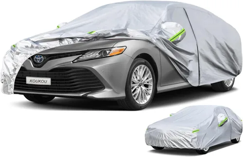 Vista 12 de KouKou Funda impermeable para automóvil para todo tipo de clima, 7 capas para automóviles con cremallera, ajuste universal para sedán, Honda Civic