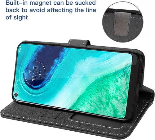 Vista 3 de Asuwish Funda compatible con Moto G Fast 2020 y protector de pantalla de vidrio templado, soporte para tarjetas de crédito, accesorios para celular