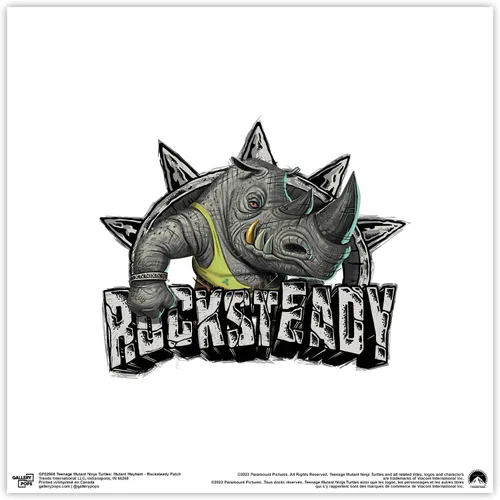 Vista 9 de Trends International Gallery Pops Nickelodeon Teenage Mutant Ninja Turtles: Mutant Mayhem - Arte de pared Rocksteady Patch, versión enmarcada