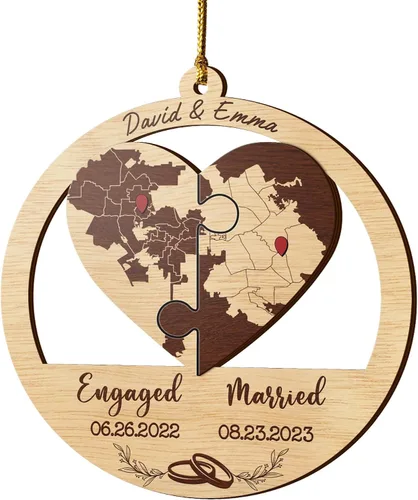 Vista 18 de V VIBEPY Impreso en todas partes, sin vidrio real, adornos personalizados para parejas, adornos de Navidad, adornos de 3.5 pulgadas, adornos de 2