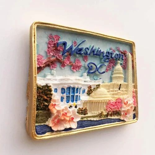 Vista 3 de Washington DC USA - Imán de nevera 3D hecho a mano, resina magnética, decoración del hogar, cocina, colección de imanes para nevera de Washington