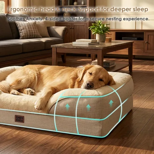 Vista 8 de EHEYCIGA Cama ortopédica para perros medianos, sofá cama de espuma viscoelástica con lados, forro impermeable y funda extraíble lavable, sofá