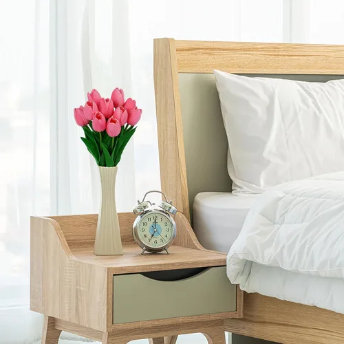 Vista 3 de 10 tulipanes falsos rosas de poliuretano de imitación de tulipanes artificiales para decoración, ramo de primavera falso para decoración de flores