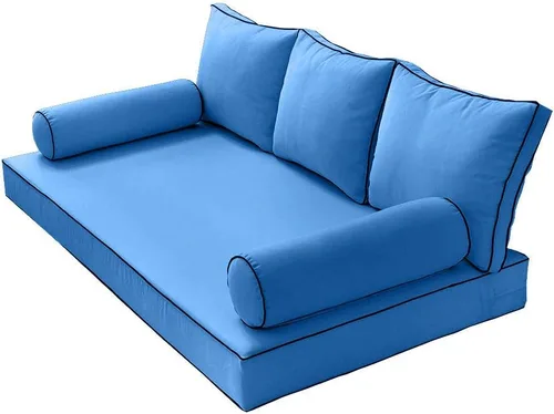 Vista 3 de Prolinemax Funda solamente Sábana bajera ajustable para colchón de sofá cama estilo 3 doble con ribete de contraste para exteriores AD102