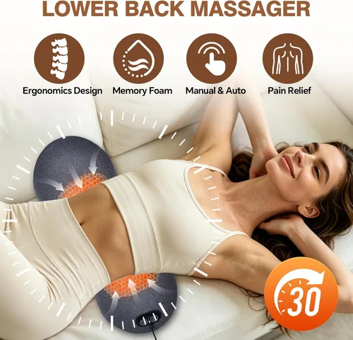 Vista 5 de 3-en-1 masajeador de espalda recargable inalámbrico almohada lumbar batería