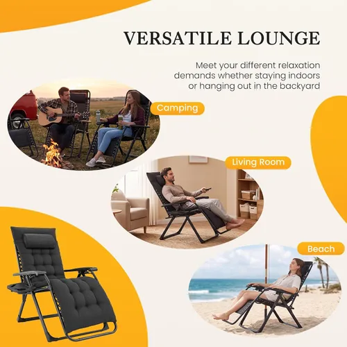 Vista 9 de NEWBULIG Silla de gravedad cero, reclinable plegable para patio con Oscuro