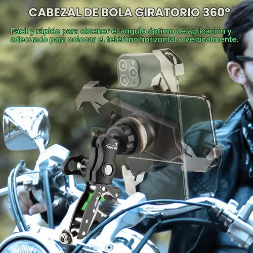 Vista 7 de Soporte para teléfono de motocicleta, soporte para teléfono móvil, base de abrazadera para manillar de motocicleta, ajustable, estable, brazo