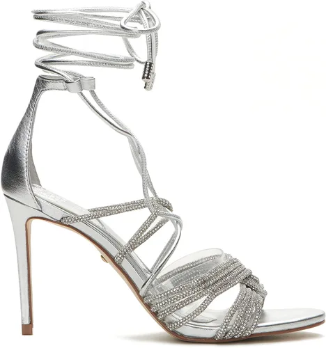 Vista 9 de Vince Camuto Aimery - Sandalias de vestir con tacón envolvente para mujer, Transparente plateado