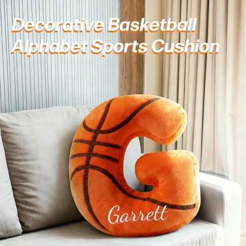 Vista 2 de Almohada personalizada de baloncesto con nombre, almohada de baloncesto personalizada con monograma, cojín deportivo para niños, fanáticos