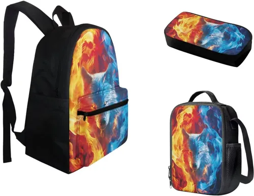 Vista 41 de FOR U DESIGNS Fuego baloncesto impreso niños escuela mochilas viaje mochila libro bolsa