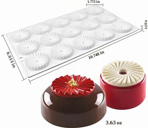 Vista 8 de Molde redondo de silicona con forma de engranaje, molde de decoración de chocolate, moldes de mousse para tartas, accesorios para hornear